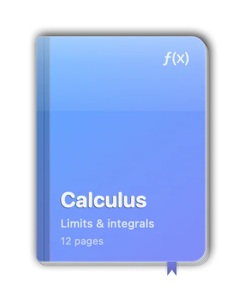 Calculus notebook: a glossy cover with a grid pattern, an embossed label and a ribbon.
