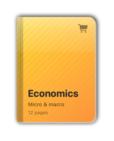 Economics notebook: a glossy cover with stripes and an embossed label.